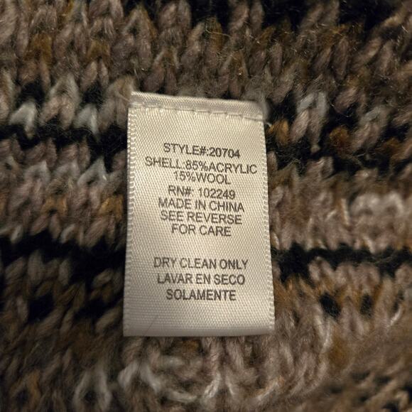 Altar'd State Wool Blend Marled Knit Open Front Cardigan Size M Brown Fringe - Picture 11 of 11